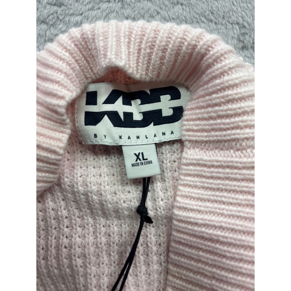 KBB by Kahlana Womens XL Pink Waffle Knit Oversized Button Cardigan Sweater - Picture 5 of 5